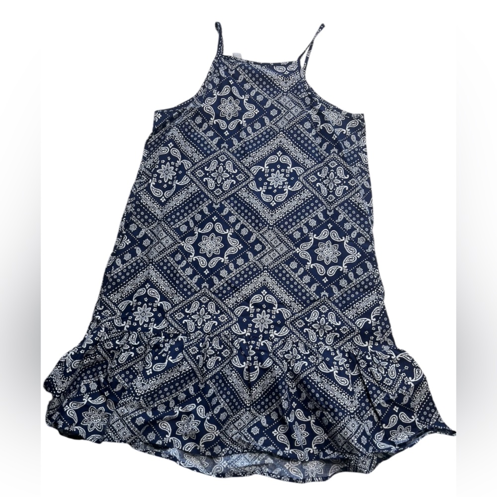 The Children’s Place Blue Bandana Ruffle Dress Girls Size Large NWT - Picture 7 of 9